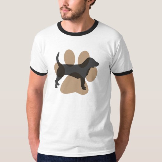 ビーグル犬およびPawprint Tシャツ (正面)