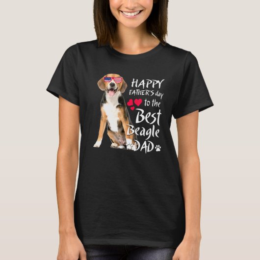 ビーグル犬かわいいアメリカ国旗最高のザビーグルパパ Tシャツ (正面)