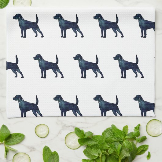 ビーグル犬が育つシルエット水の色 キッチンタオル (折り畳み)