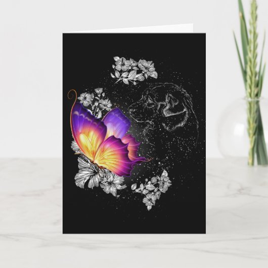 ビーグル犬と蝶の犬 天国メモリアル カード (正面)