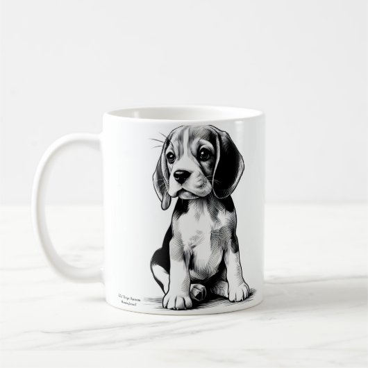 ビーグル犬のイラスト コーヒーマグカップ (左)