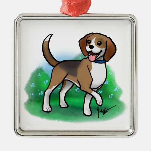 ビーグル犬のオーナメント メタルオーナメント (正面)