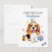 ビーグル犬のカスタマイズ誕生日カード ポストカード (正面/裏面)