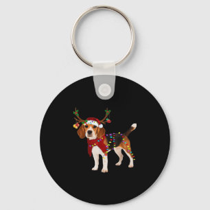 ビーグル犬のクラシッククリスマスTシャツ キーホルダー