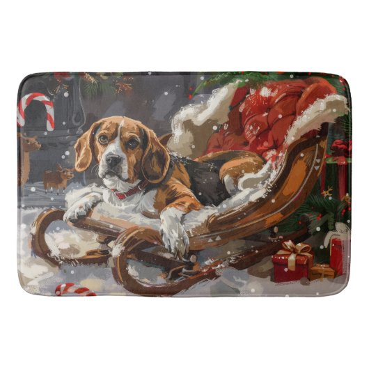 ビーグル犬のクリスマスフェスティブ バスマット (正面)
