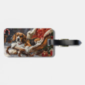 ビーグル犬のクリスマスフェスティブ ラゲッジタグ (裏面横)