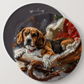 ビーグル犬のクリスマスフェスティブ 缶バッジ (正面&裏面)