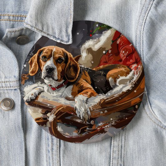 ビーグル犬のクリスマスフェスティブ 缶バッジ (インサイチュ)