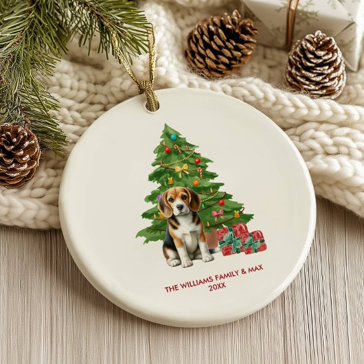 ビーグル犬のクリスマス オーナメント 名入れ