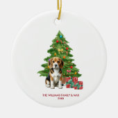 ビーグル犬のクリスマス オーナメント 名入れ (正面)