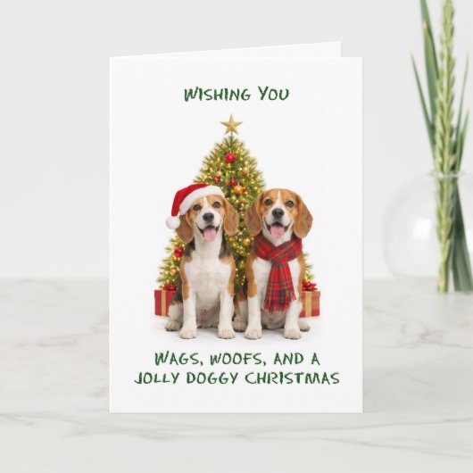 ビーグル犬のクリスマス シーズンカード (正面)