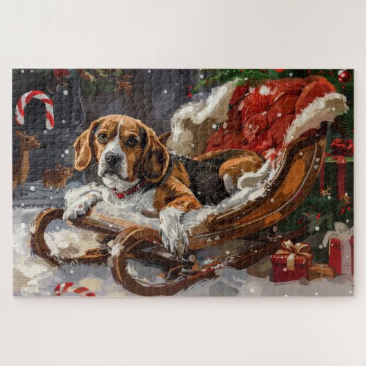 ビーグル犬のクリスマス ジグソーパズル (横)