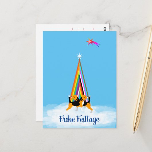 ビーグル犬のクリスマス ポストカード (正面/裏面インサイチュ)