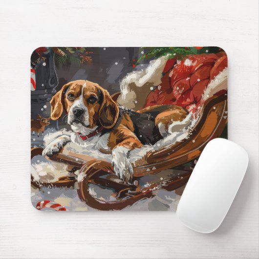 ビーグル犬のクリスマス マウスパッド (マウス)