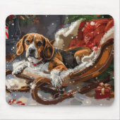 ビーグル犬のクリスマス マウスパッド (正面)