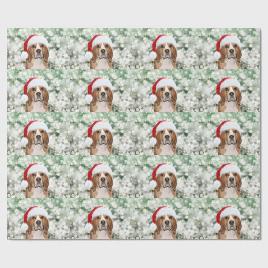 ビーグル犬のクリスマス ラッピングペーパー (フラット)