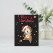ビーグル犬のクリスマス 冬の動物 犬 シーズンポストカード (スタンド正面)