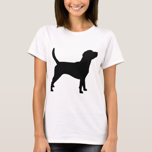 ビーグル犬のシルエット(黒で) Tシャツ (正面)