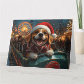 ビーグル犬のジェットコースター クリスマス カード (正面)