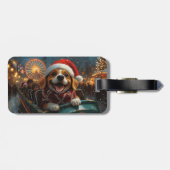 ビーグル犬のジェットコースター クリスマス ラゲッジタグ (裏面横)