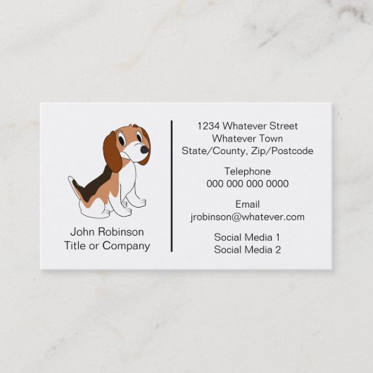 ビーグル犬のデザイン搭乗ケネル 名刺 (正面)