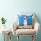 ビーグル犬のビーチクリスマスハットに座る クッション (椅子)