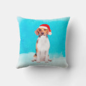 ビーグル犬のビーチクリスマスハットに座る クッション (裏面)