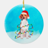 ビーグル犬のビーチクリスマスハットライト セラミックオーナメント (裏面)