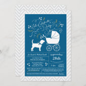ビーグル犬のベビーシャワーブルーボーイ 招待状 (正面/裏面)