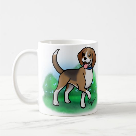 ビーグル犬のマグ コーヒーマグカップ (左)