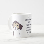 ビーグル犬のユーモアたっぷりコーヒー名言イラスト コーヒーマグカップ (正面左)