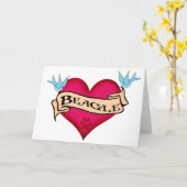 ビーグル犬の入れ墨のハート カード (黄色い花)