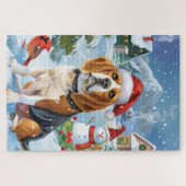 ビーグル犬の冬の世界 クリスマスの喜び ジグソーパズル (横)