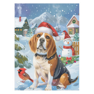 ビーグル犬の冬の世界 クリスマスの喜び テーブルクロス