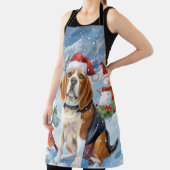 ビーグル犬の冬ワンダーランドクリスマスジョイ エプロン (インサイチュ)