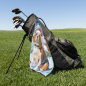 ビーグル犬の冬ワンダーランドクリスマスジョイ ゴルフタオル (グリーン)