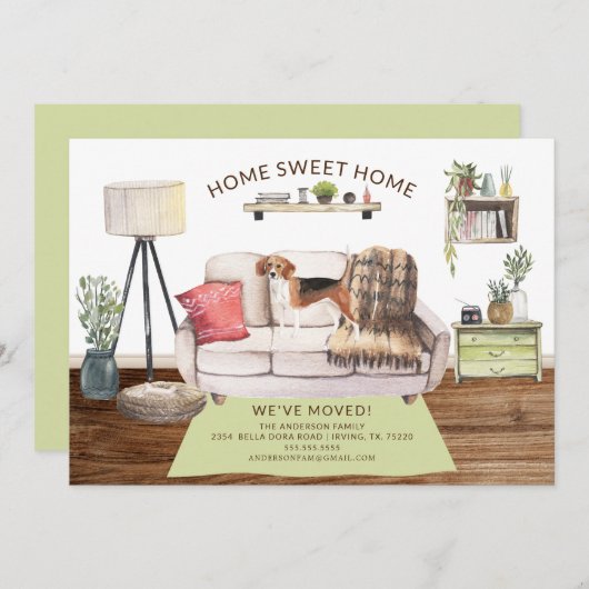 ビーグル犬の動きの発表 招待状 (正面/裏面)