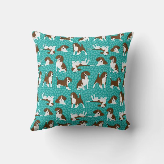 ビーグル犬の品種 – ターコイズ クッション (裏面)