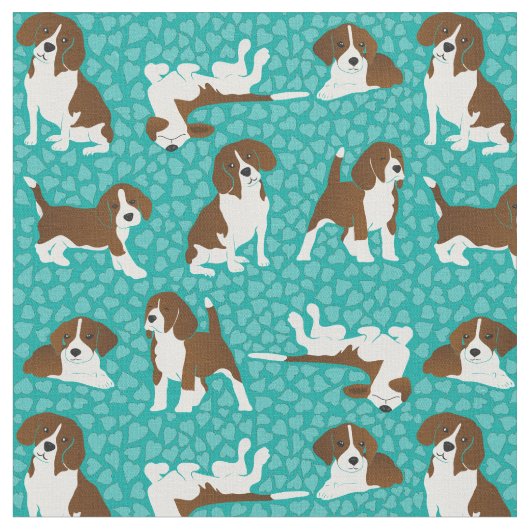 ビーグル犬の品種 – ターコイズ ファブリック (クローズアップ)