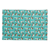 ビーグル犬の品種 – ターコイズ 枕カバー (裏面)