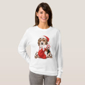 ビーグル犬の子犬のクリスマス Tシャツ (正面フル)