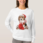 ビーグル犬の子犬のクリスマス Tシャツ (正面)