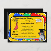 ビーグル犬の子犬の赤い卒業のグローラーのパーティーの招待 招待状 (正面/裏面)