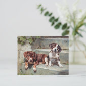 ビーグル犬の子犬ヴィンテージ動物はがき ポストカード (スタンド正面)