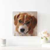 ビーグル犬の子犬2 スクエア壁時計 (ホーム)