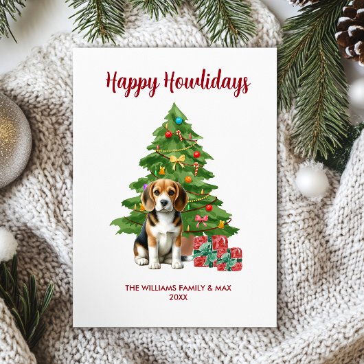 ビーグル犬の家族のクリスマス シーズンカード