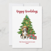 ビーグル犬の家族のクリスマス シーズンカード (正面)