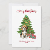 ビーグル犬の家族クリスマス シーズンカード (正面)