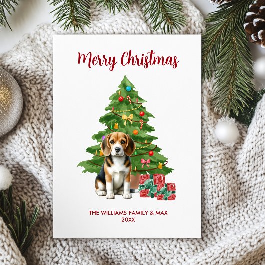 ビーグル犬の家族クリスマス シーズンカード