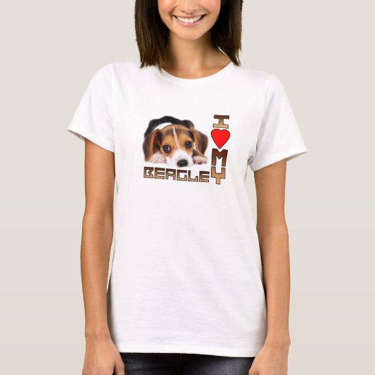 ビーグル犬の小犬 Tシャツ (正面)